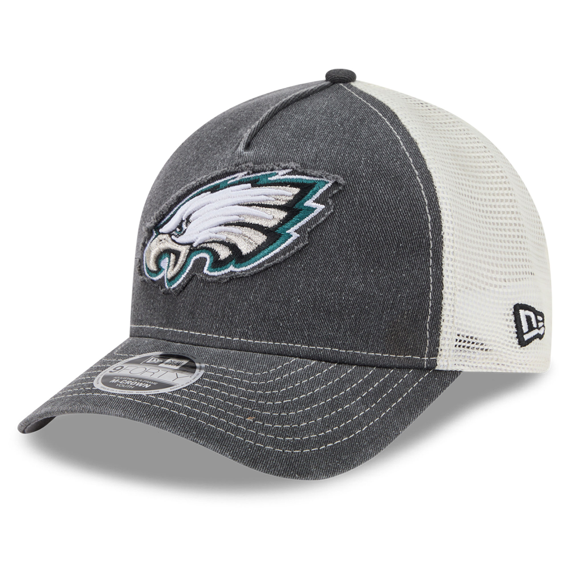 Youth New Era Black Philadelphia Eagles Fan 9FORTY M-Crown A-Frame Trucker Adjustable Hat
