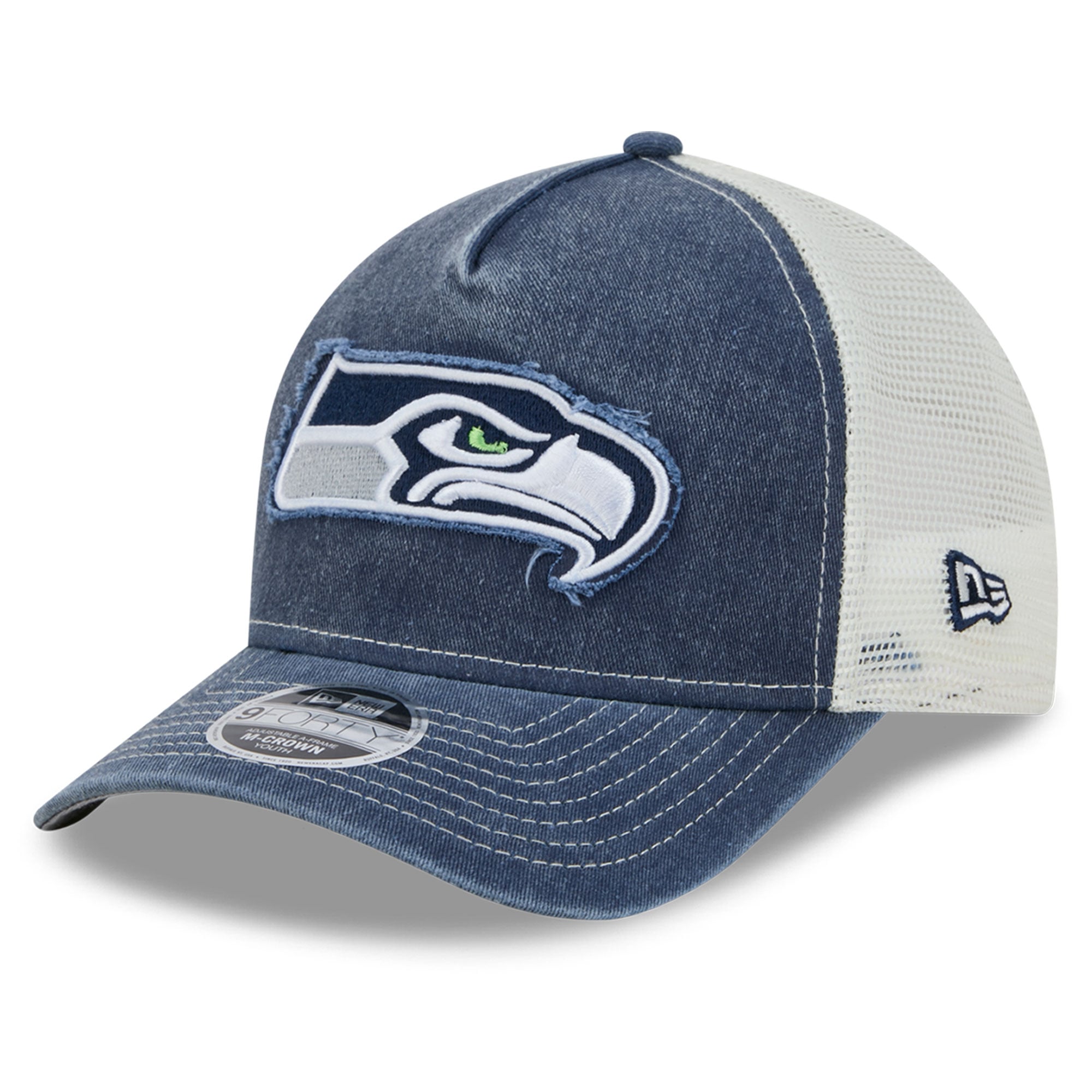 Youth New Era  College Navy Seattle Seahawks Fan 9FORTY A-Frame Trucker Adjustable Hat