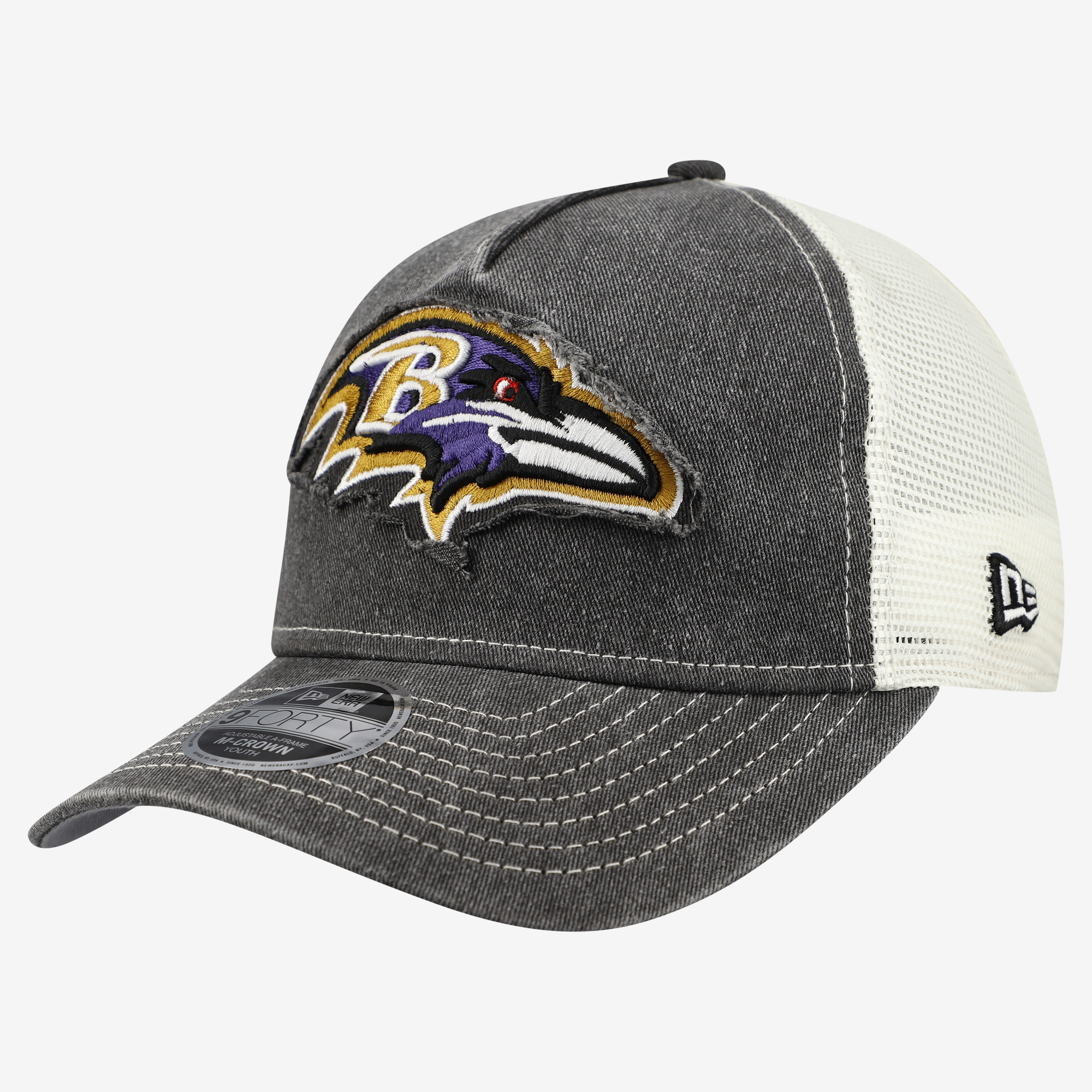 Youth New Era  Black Baltimore Ravens Fan 9FORTY M-Crown A-Frame Trucker Adjustable Hat