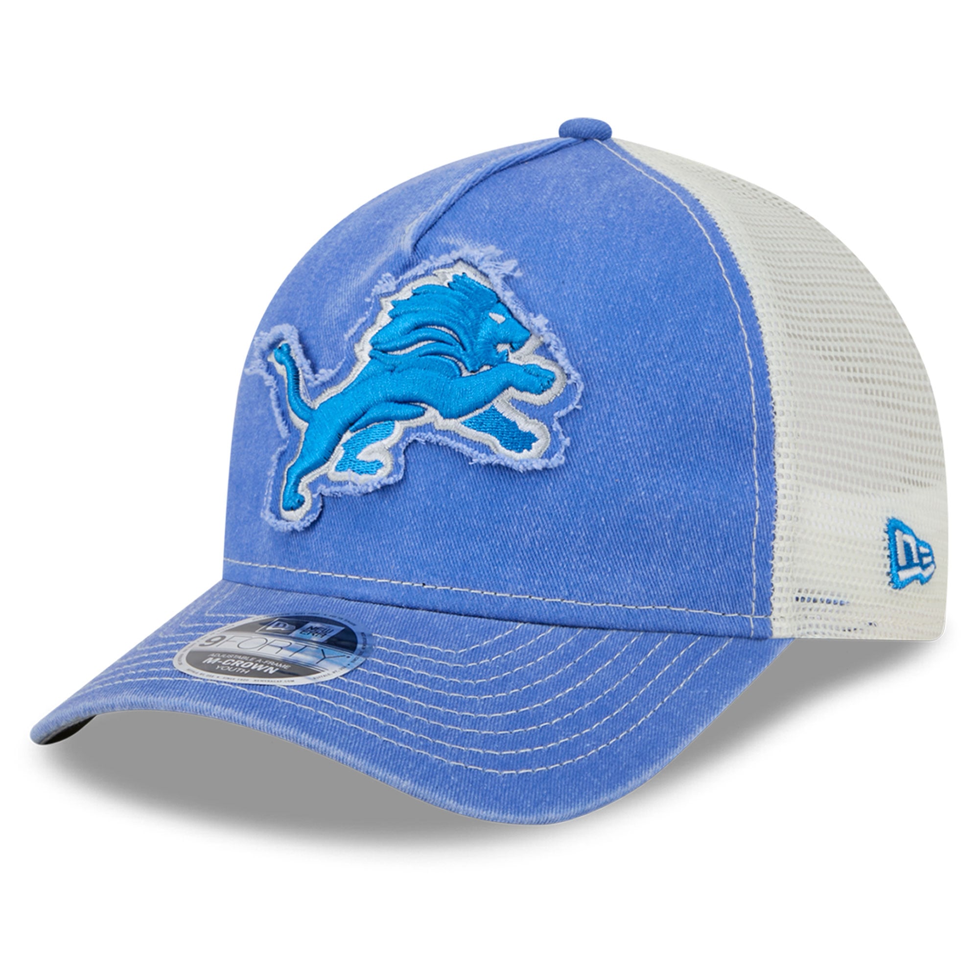 Youth New Era  Blue Detroit Lions Fan 9FORTY A-Frame Trucker Adjustable Hat