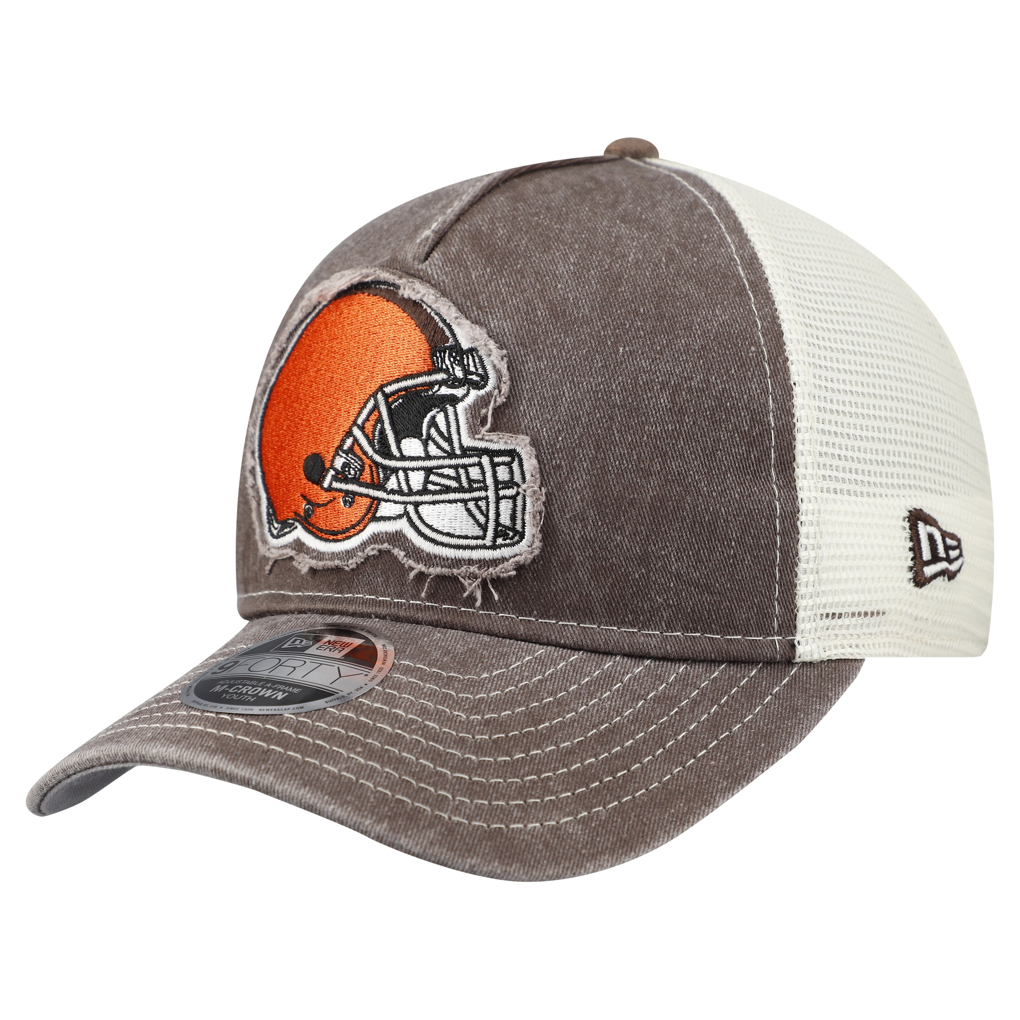 Youth New Era Brown Cleveland Browns Fan 9FORTY M-Crown A-Frame Trucker Adjustable Hat