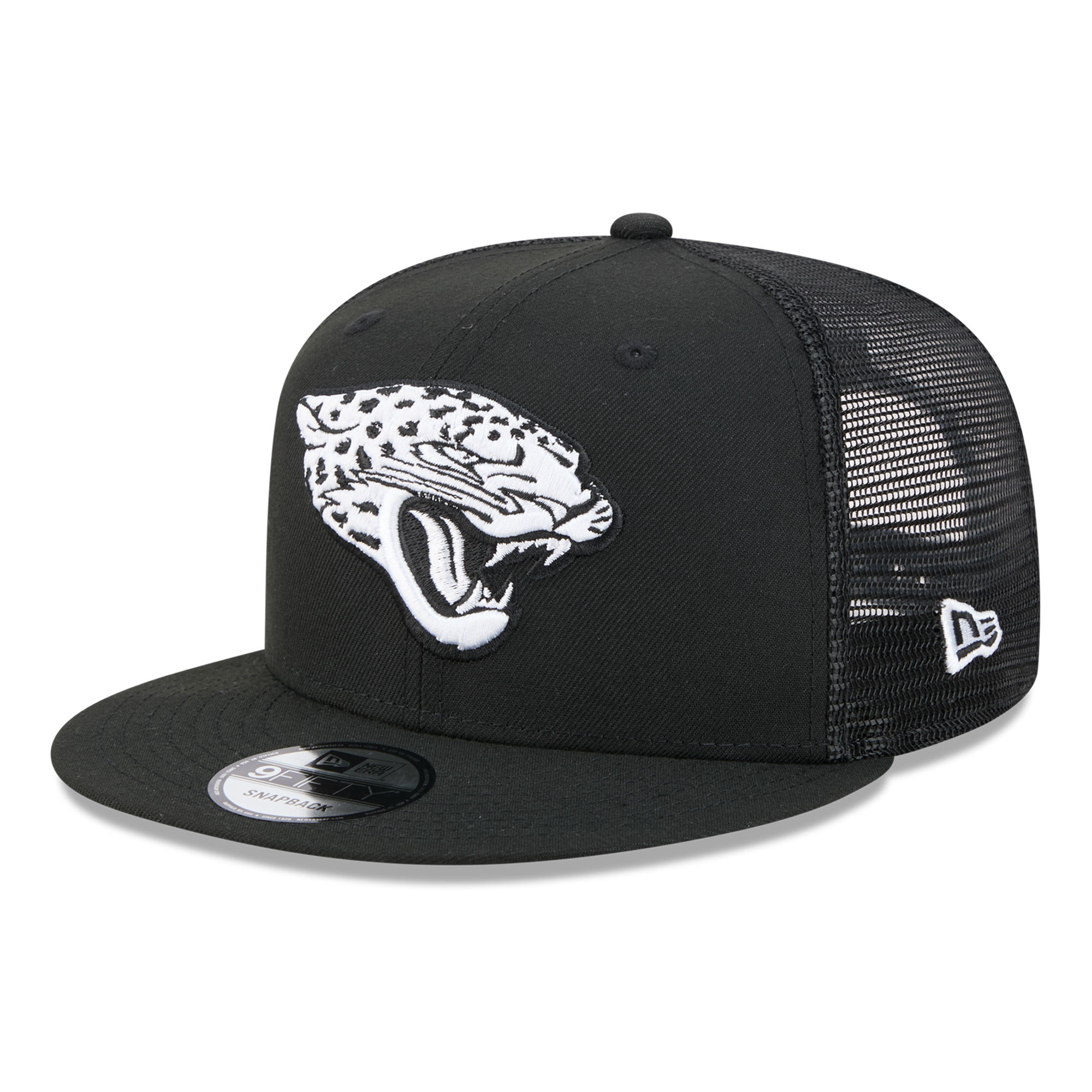 Men's New Era Black/White Jacksonville Jaguars 9FIFTY Snapback Trucker Hat