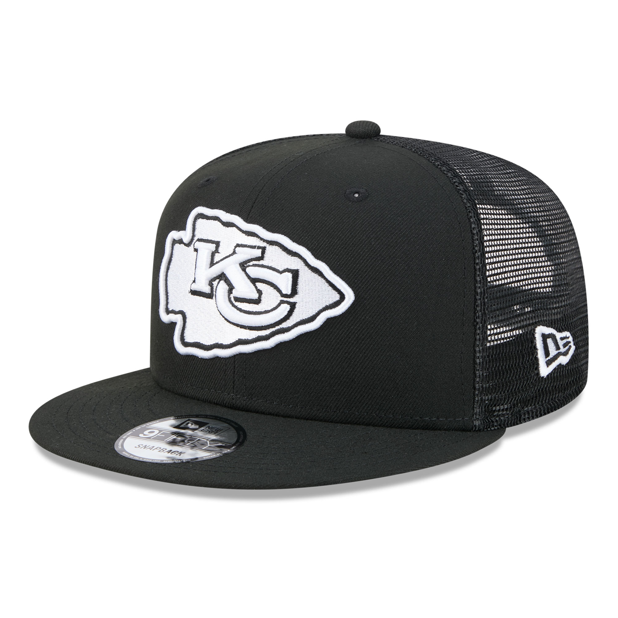 New Era Men's Black/White Kansas City Chiefs 9FIFTY Snapback Trucker Hat - Black, White