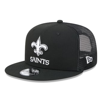 Men's New Era Black/White New Orleans Saints 9FIFTY Snapback Trucker Hat
