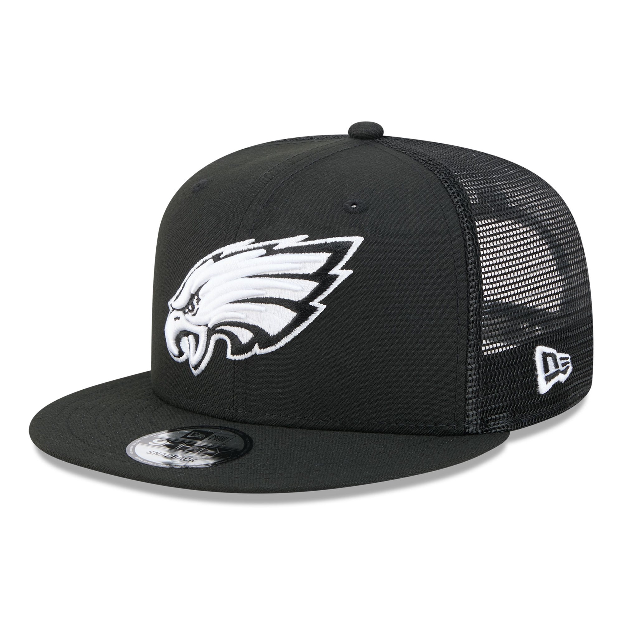 Men's New Era Black/White Philadelphia Eagles 9FIFTY Snapback Trucker Hat