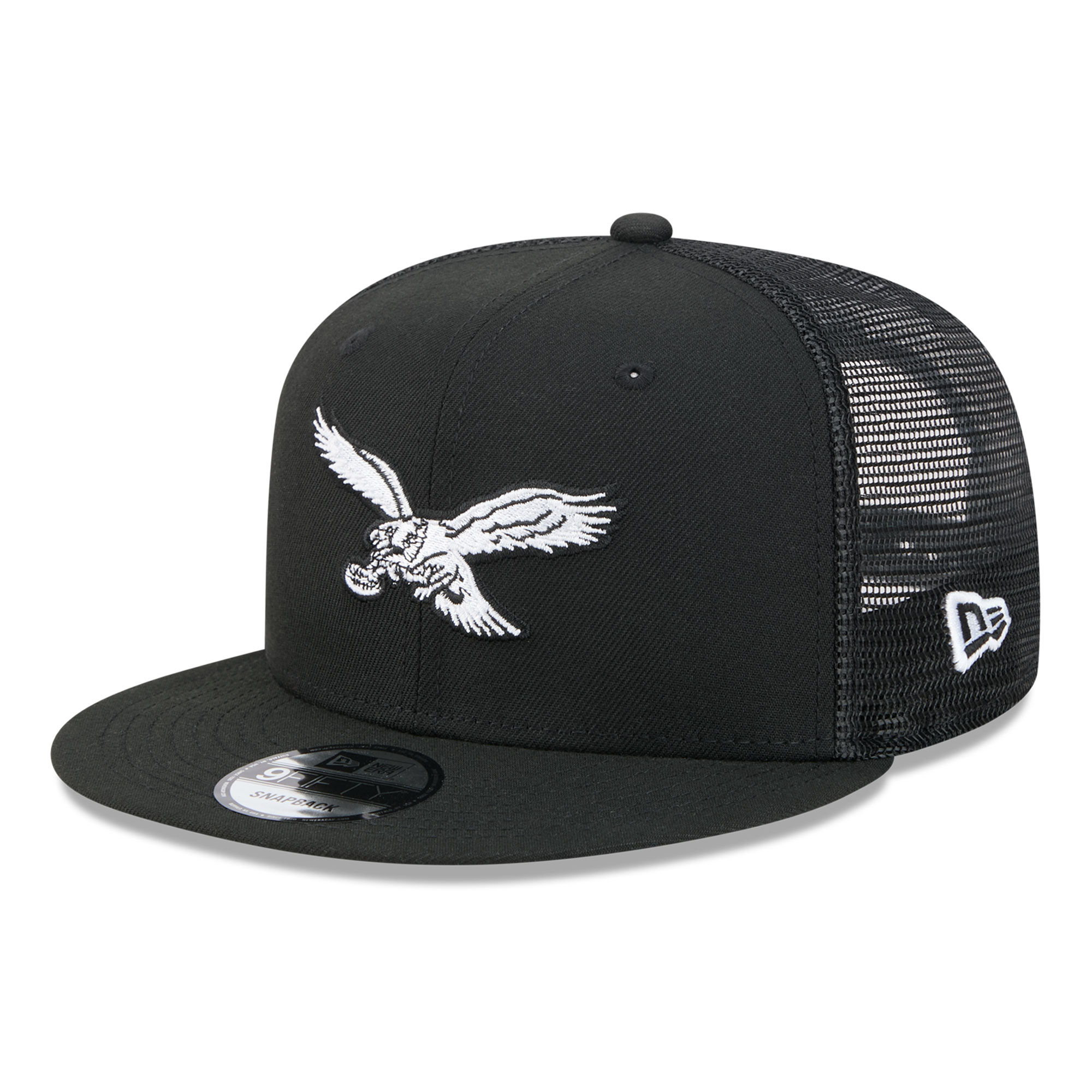 Men's New Era Black/White Philadelphia Eagles 9FIFTY Snapback Trucker Hat