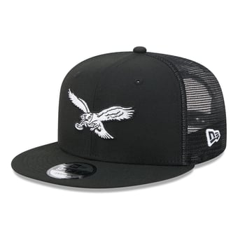 Men's New Era Black/White Philadelphia Eagles 9FIFTY Snapback Trucker Hat