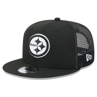Men's New Era Black/White Pittsburgh Steelers 9FIFTY Snapback Trucker Hat