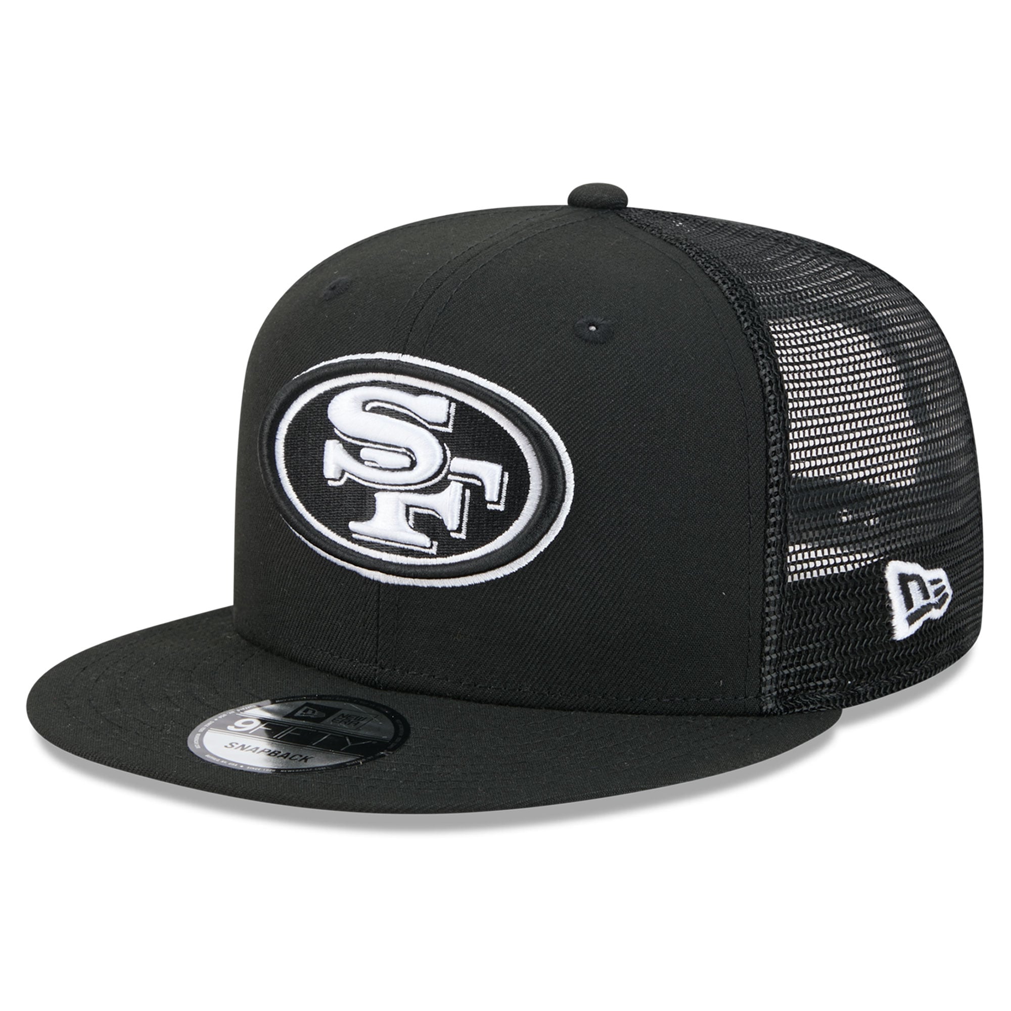 Men's New Era Black/White San Francisco 49ers 9FIFTY Snapback Trucker Hat