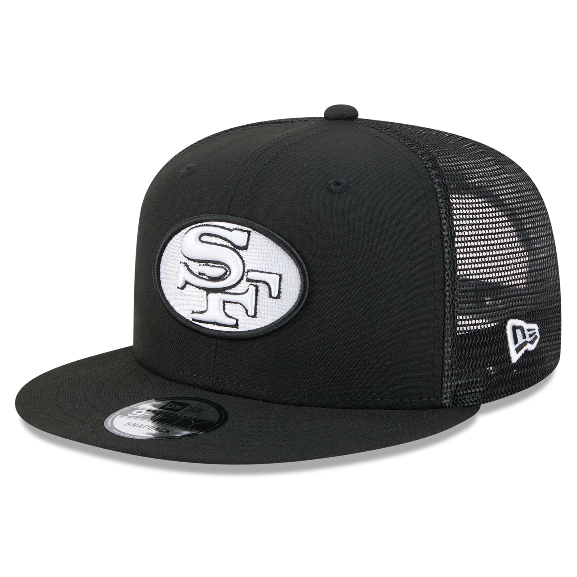 Men's New Era Black/White San Francisco 49ers 9FIFTY Snapback Trucker Hat