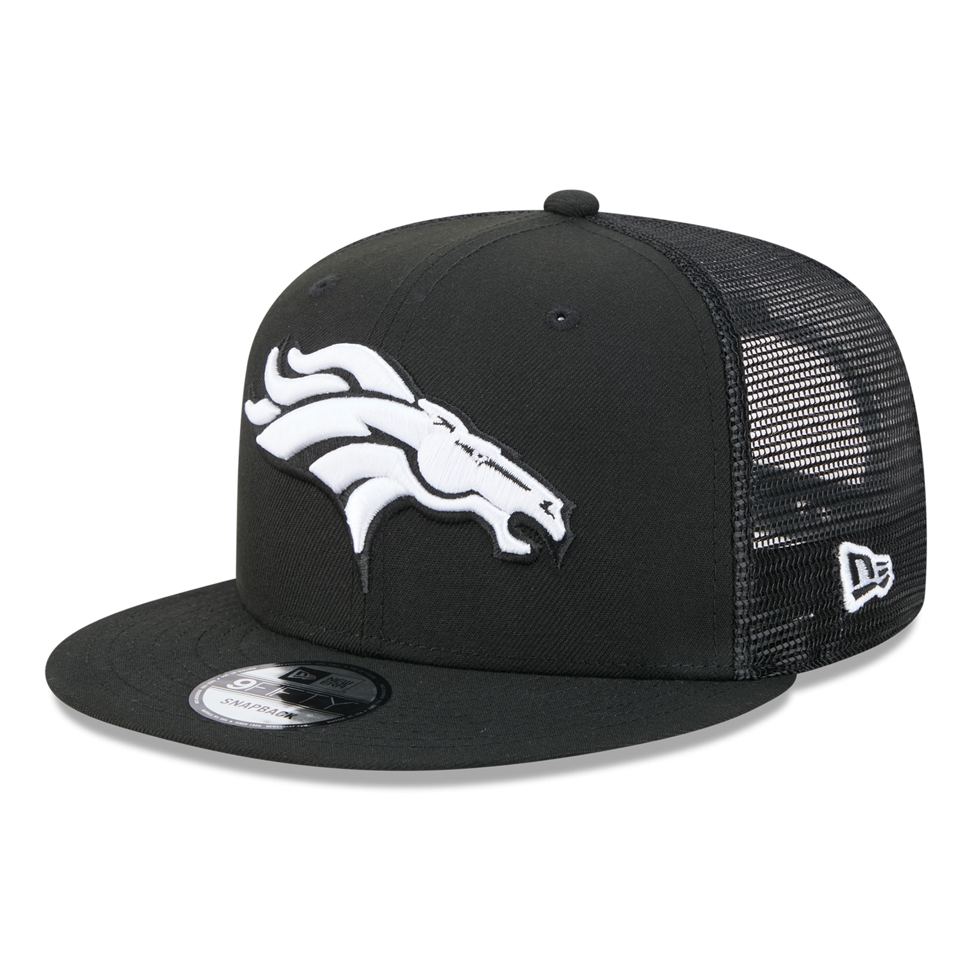 Men's New Era Black/White Denver Broncos 9FIFTY Snapback Trucker Hat