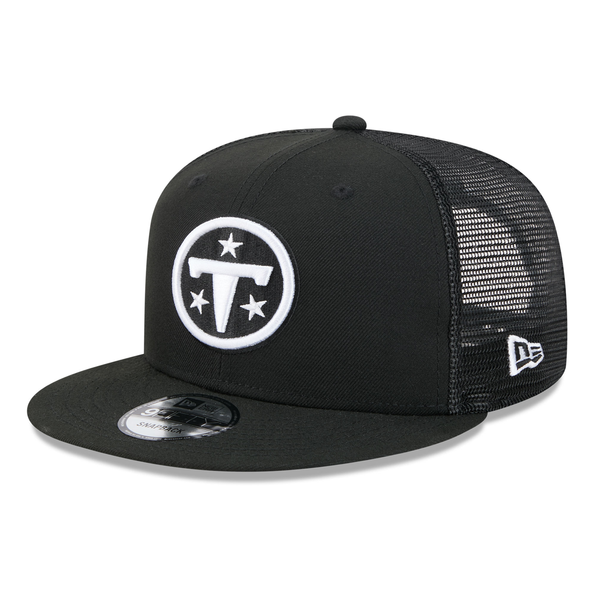 Men's New Era Black/White Tennessee Titans 9FIFTY Snapback Trucker Hat