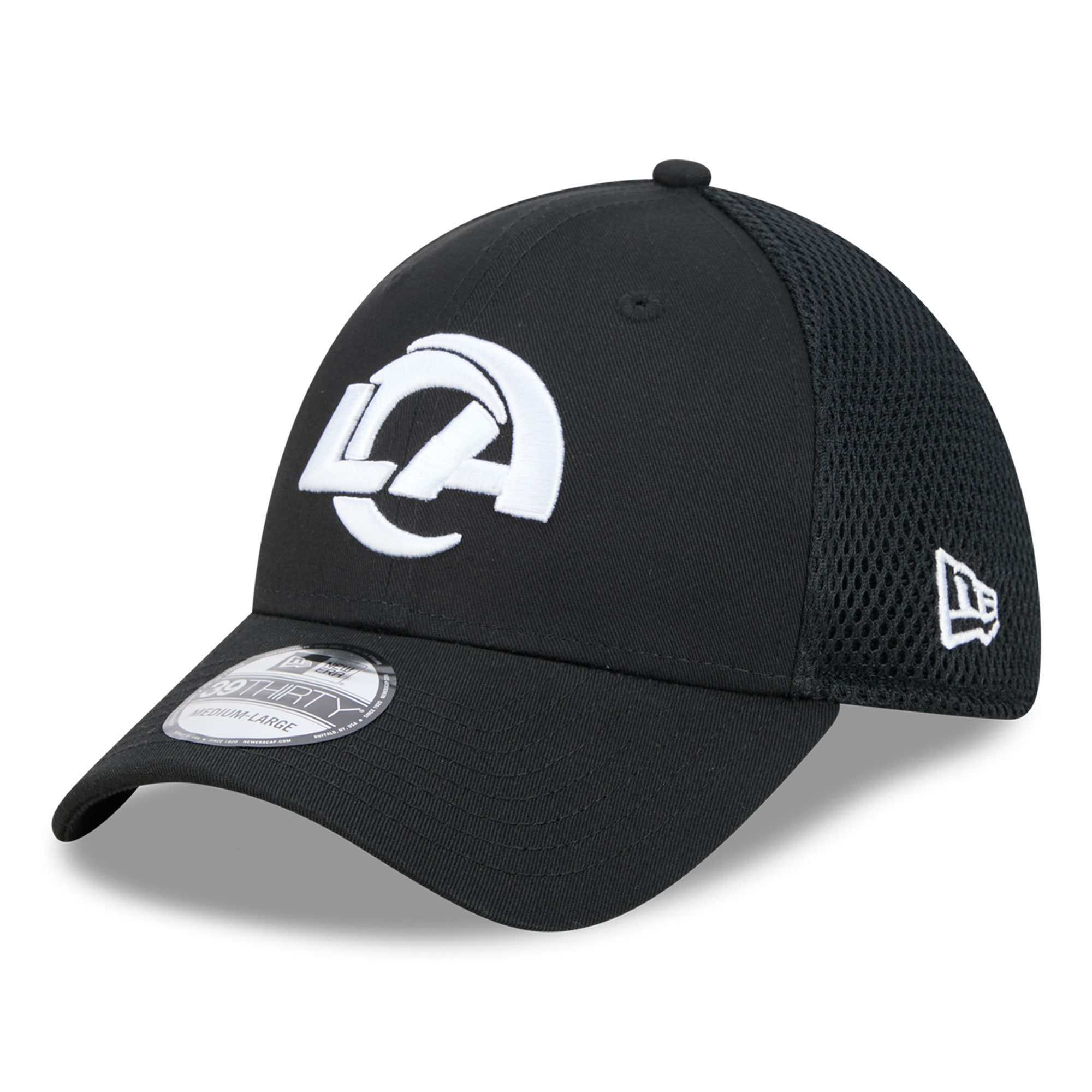 Men's New Era Black Los Angeles Rams Main Neo 39THIRTY Flex Hat