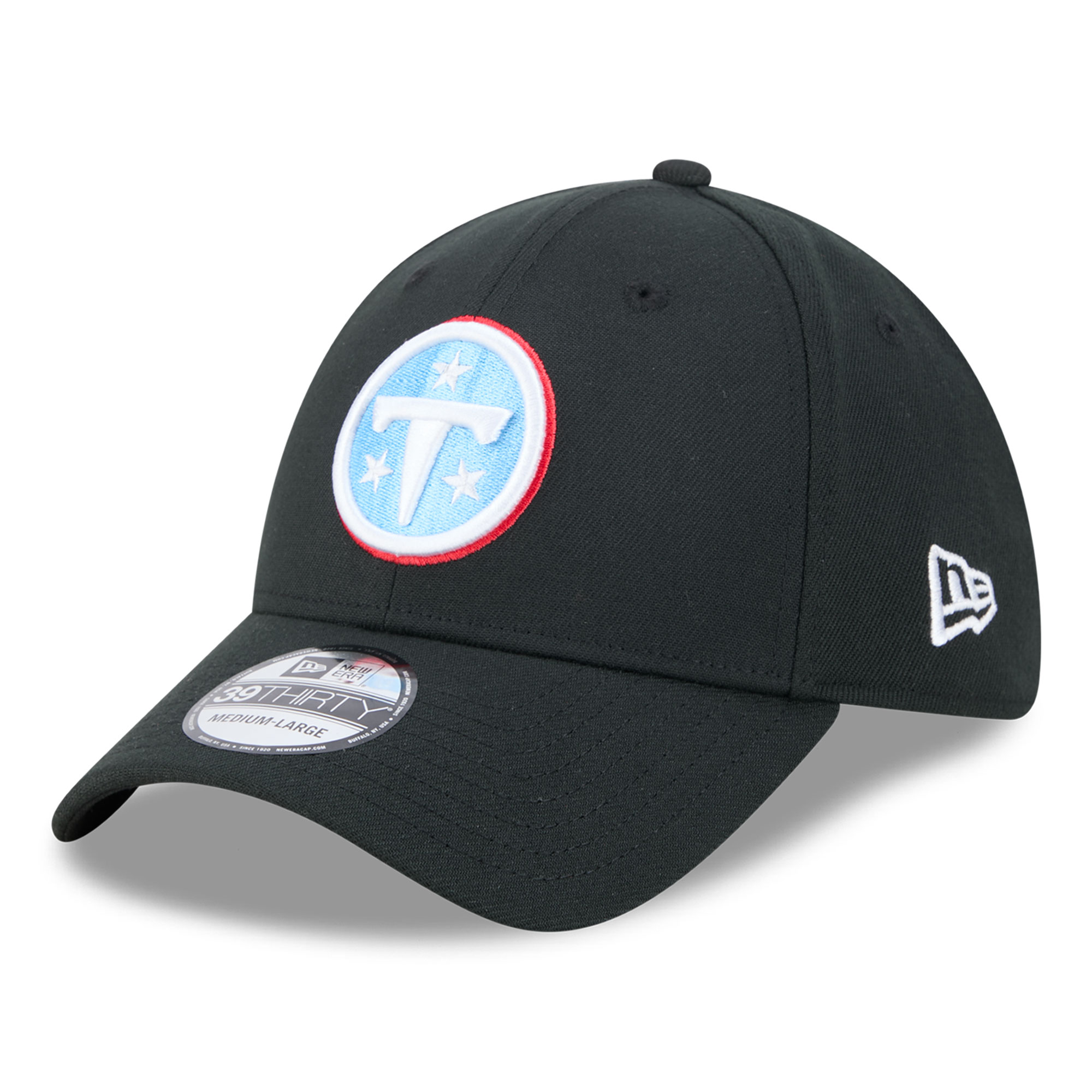 Men's New Era Black Tennessee Titans Main 39THIRTY Flex Hat