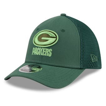 Men's New Era Green Green Bay Packers Neo Mesh 39THIRTY M-Crown Stretch Hat
