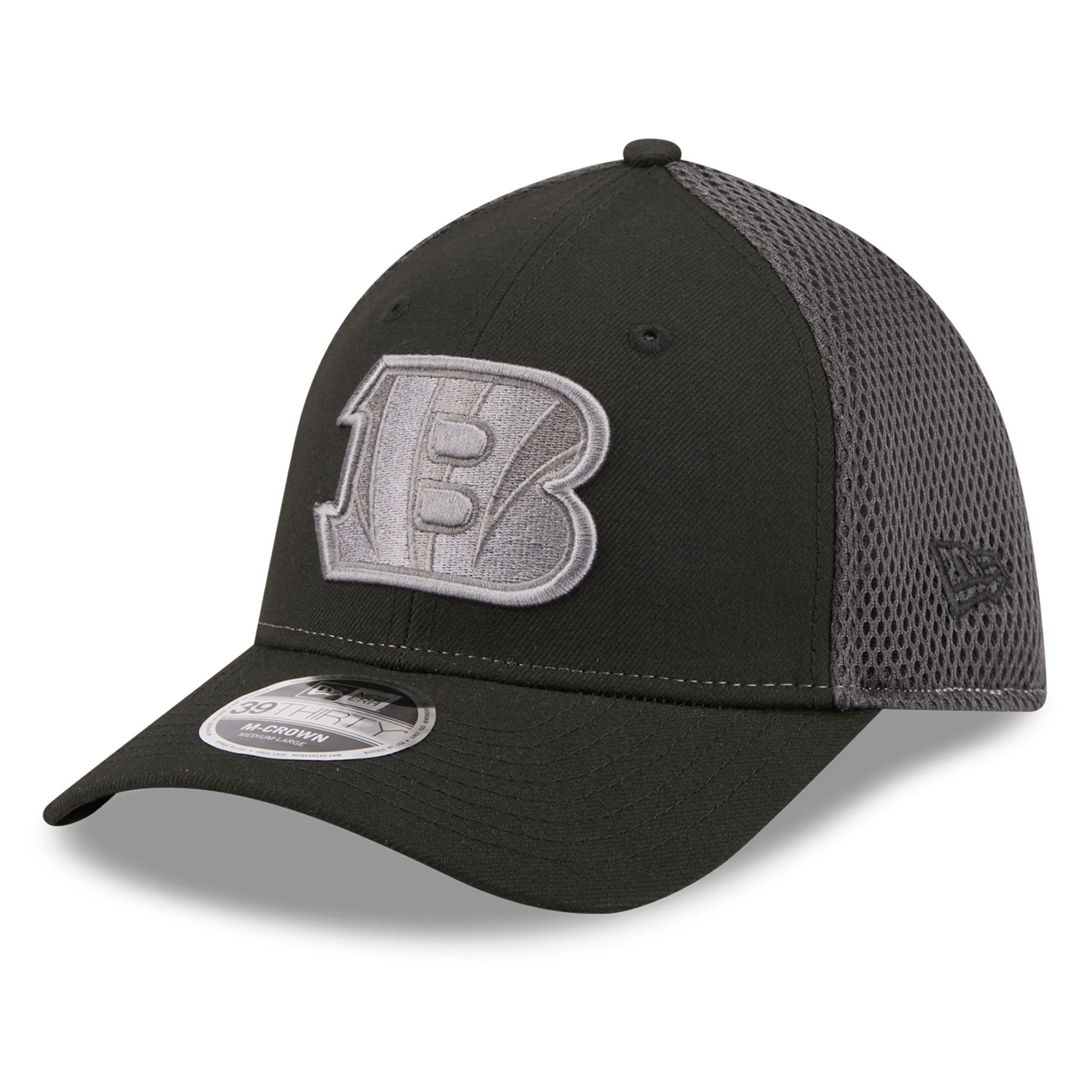 Men's New Era Black Cincinnati Bengals Neo Mesh 39THIRTY M-Crown Stretch Hat