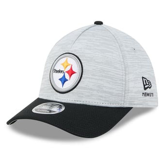 Men's New Era Gray/Black Pittsburgh Steelers Tech 39THIRTY M-Crown A-Frame Stretch Hat