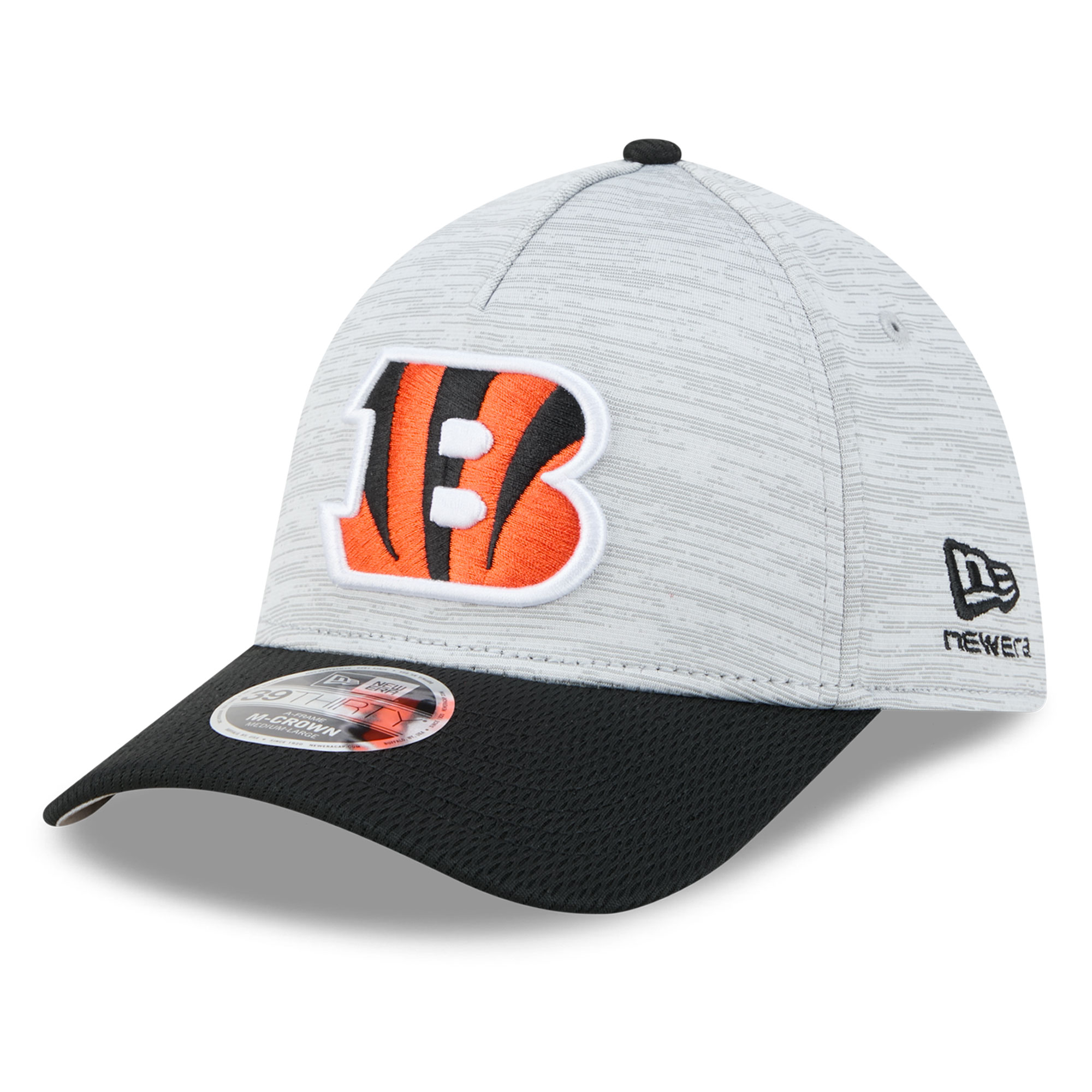 Men's New Era Gray/Black Cincinnati Bengals Tech 39THIRTY M-Crown A-Frame Stretch Hat