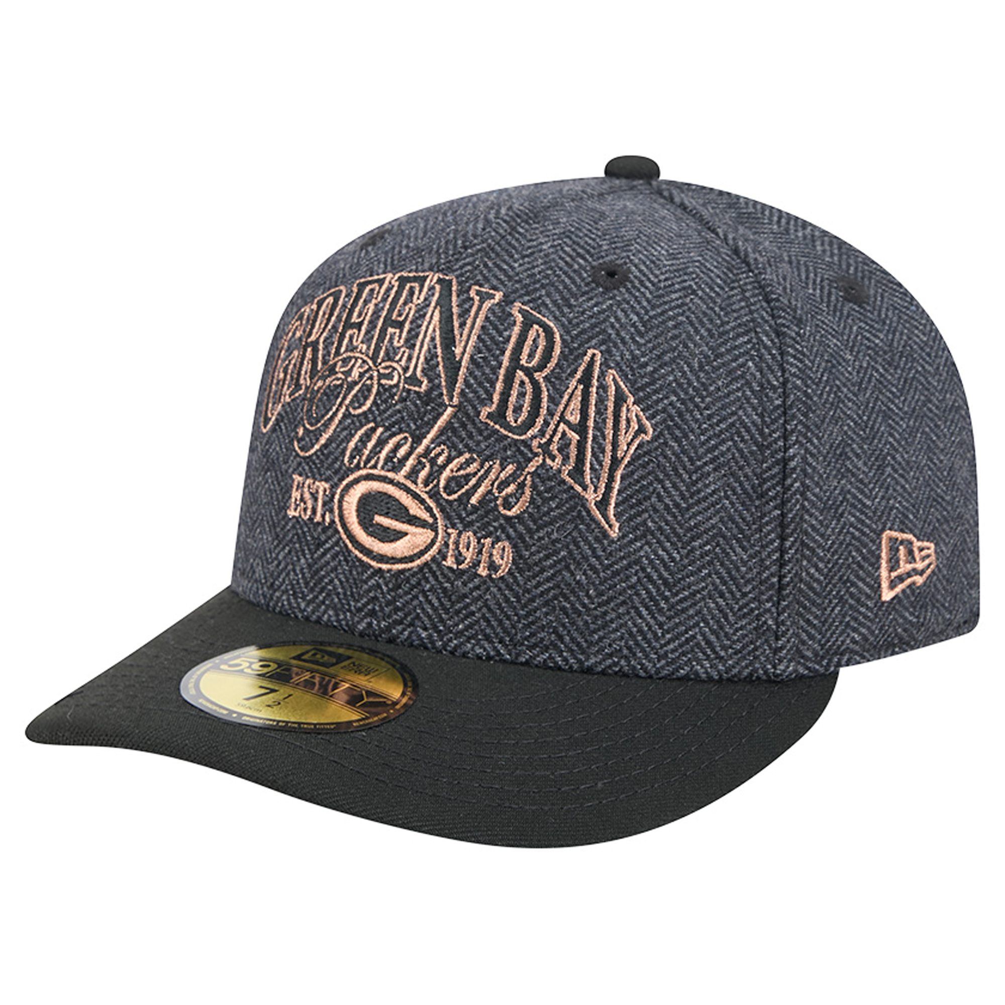 Men's New Era Black Green Bay Packers Faux Wool 59FIFTY Fitted Hat