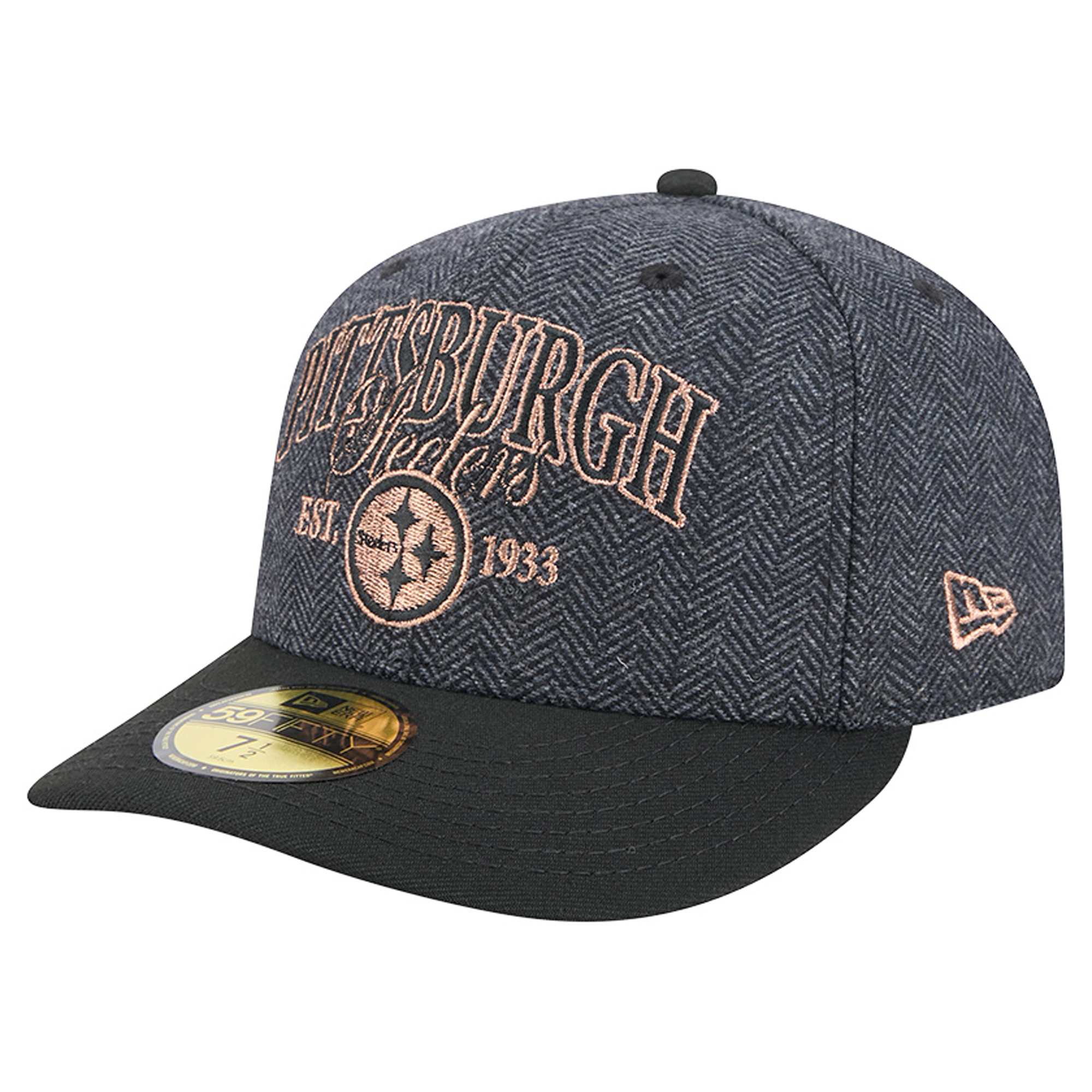 Men's New Era Black Pittsburgh Steelers Faux Wool 59FIFTY Fitted Hat
