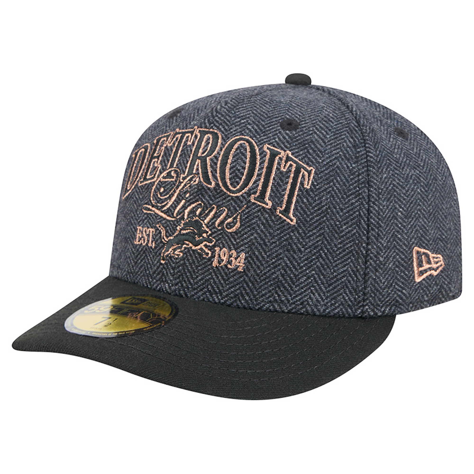 Men's New Era Black Detroit Lions Faux Wool 59FIFTY Fitted Hat