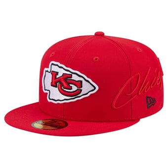 Men's New Era Red Kansas City Chiefs Side Script 59FIFTY Fitted Hat