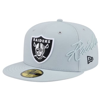 Men's New Era Gray Las Vegas Raiders Side Script 59FIFTY Fitted Hat