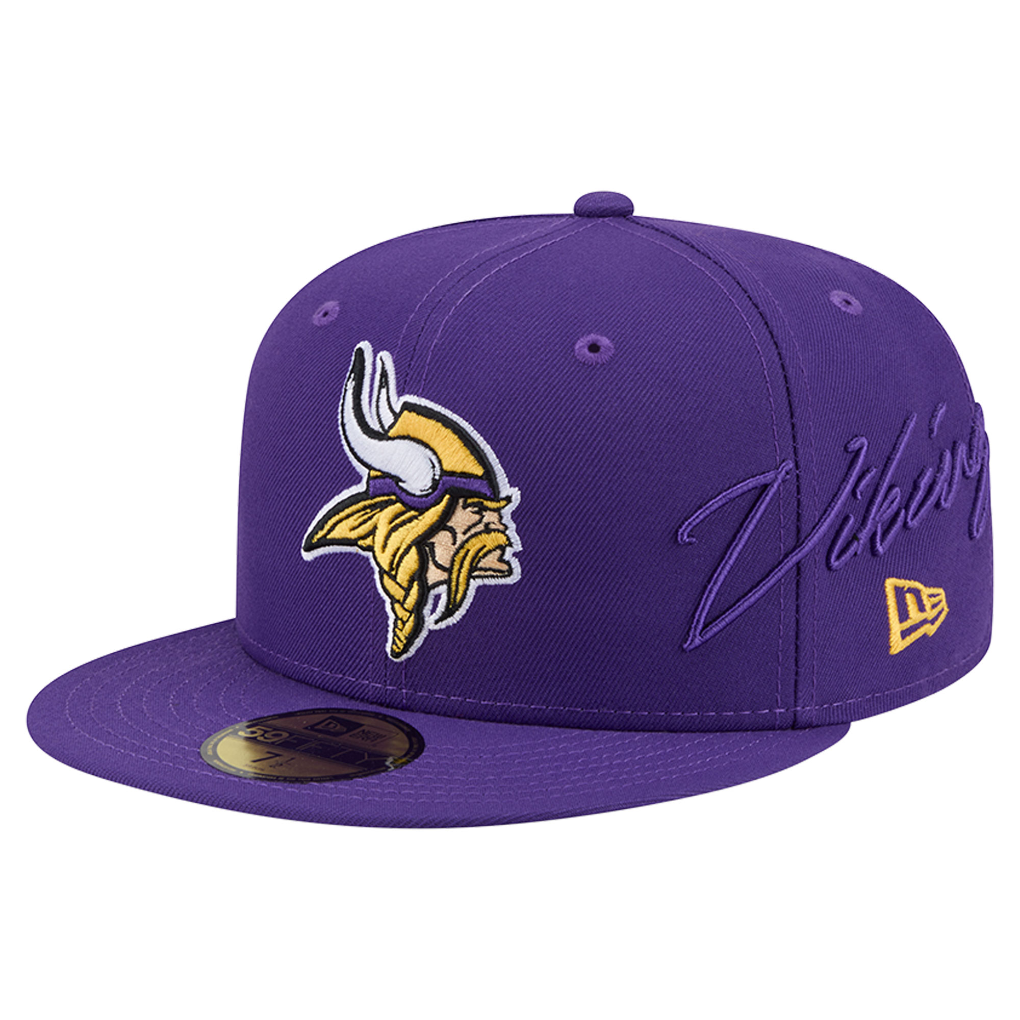 Men's New Era Purple Minnesota Vikings Side Script 59FIFTY Fitted Hat