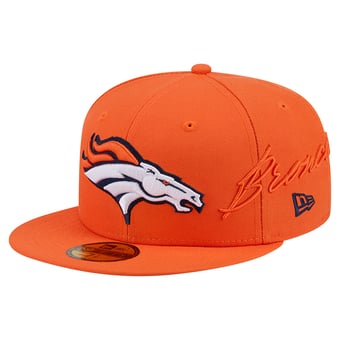 Men's New Era Orange Denver Broncos Side Script 59FIFTY Fitted Hat