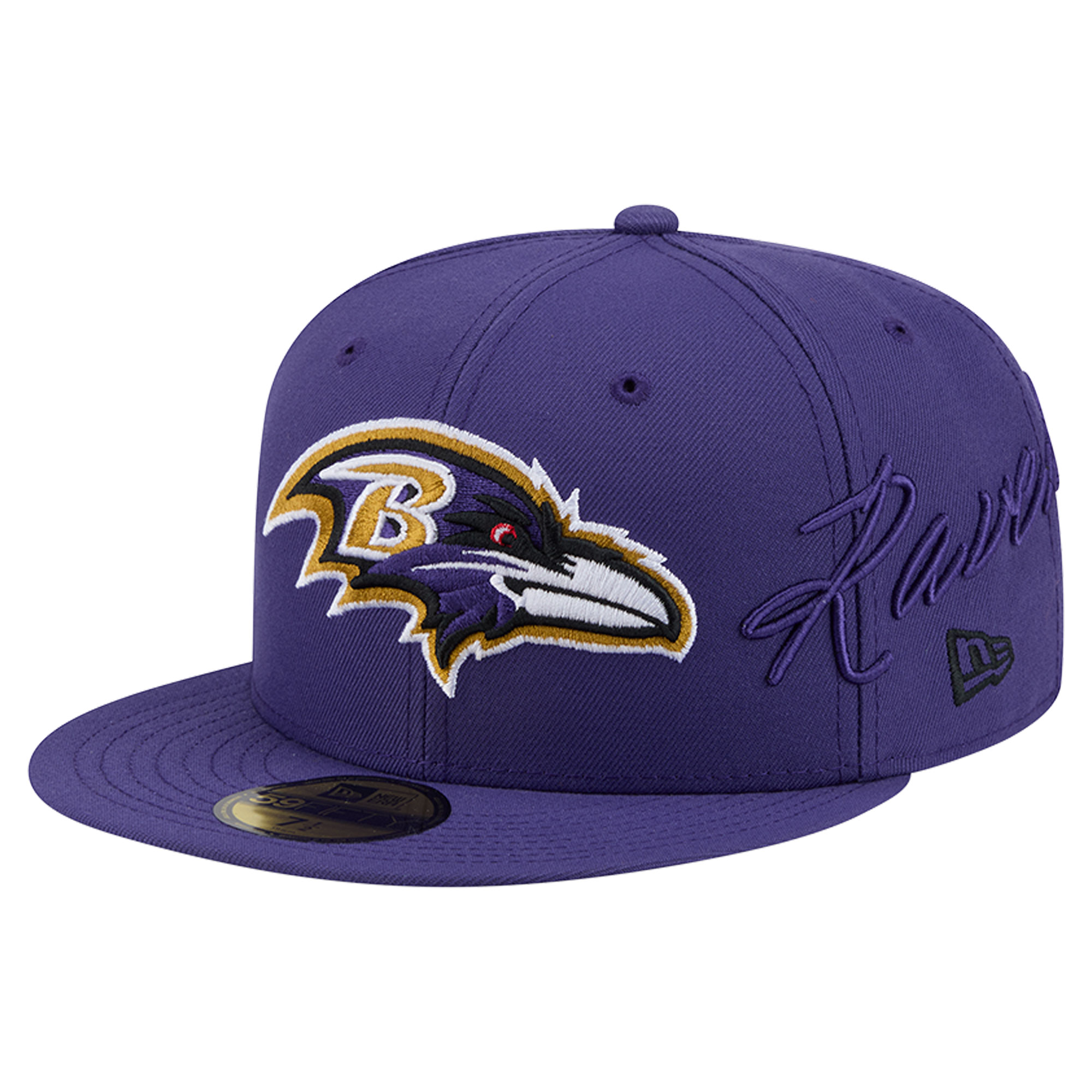 Men's New Era Purple Baltimore Ravens Side Script 59FIFTY Fitted Hat