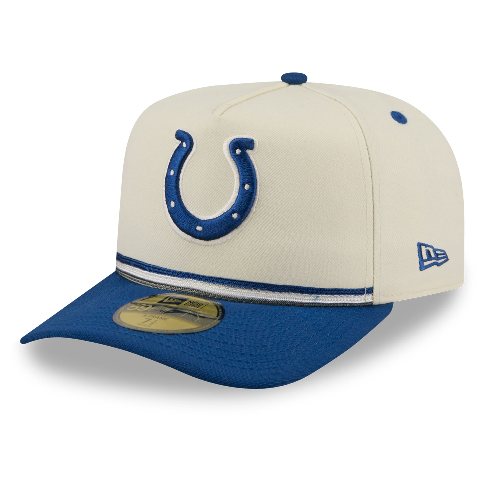Men's New Era Cream/Royal Indianapolis Colts Vintage A-Frame 59FIFTY Fitted Hat