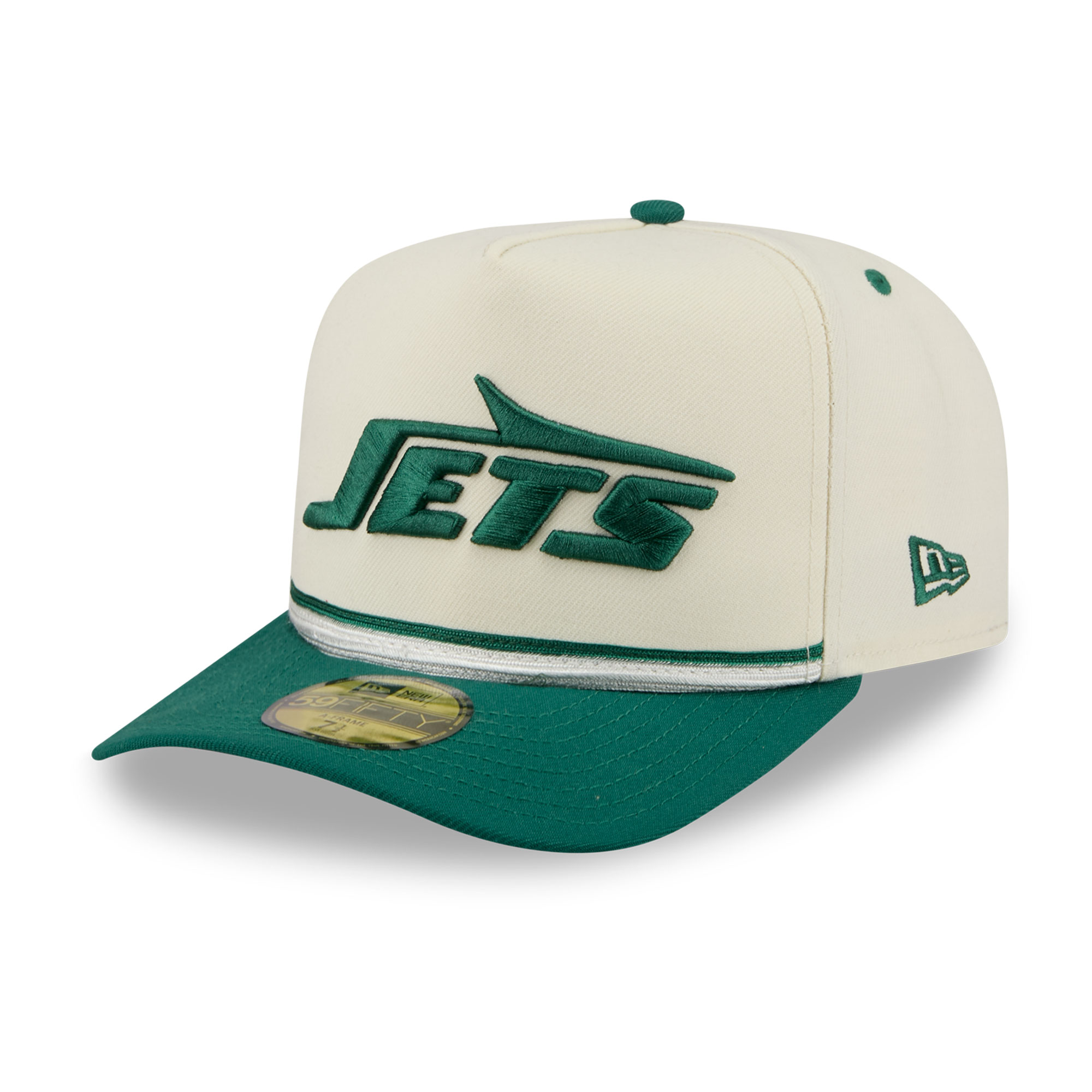 Men's New Era Cream/Green New York Jets Vintage A-Frame 59FIFTY Fitted Hat