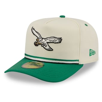 Men's New Era Cream/Kelly Green Philadelphia Eagles Throwback A-Frame 59FIFTY Fitted Hat
