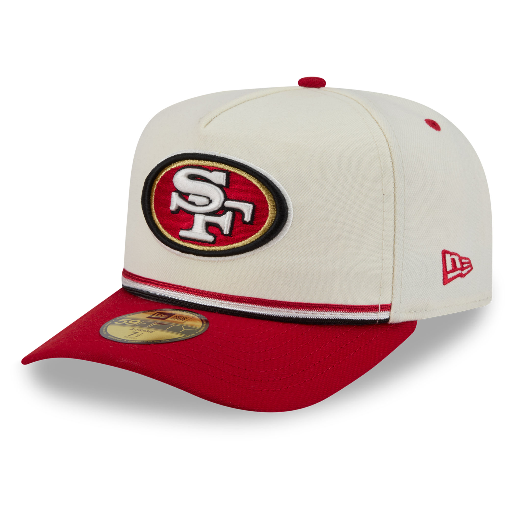 Men's New Era Cream/Scarlet San Francisco 49ers Vintage A-Frame 59FIFTY Fitted Hat