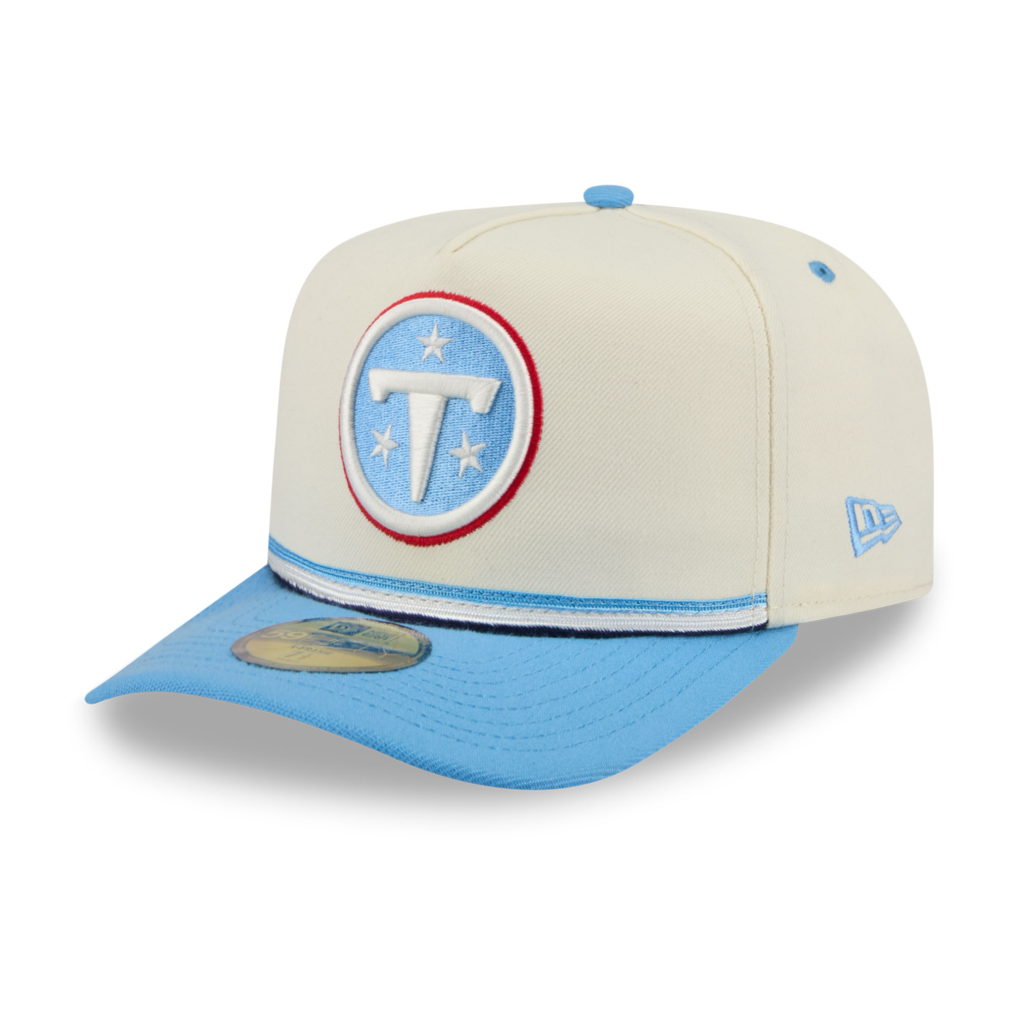 Men's New Era Cream/Light Blue Tennessee Titans Vintage A-Frame 59FIFTY Fitted Hat