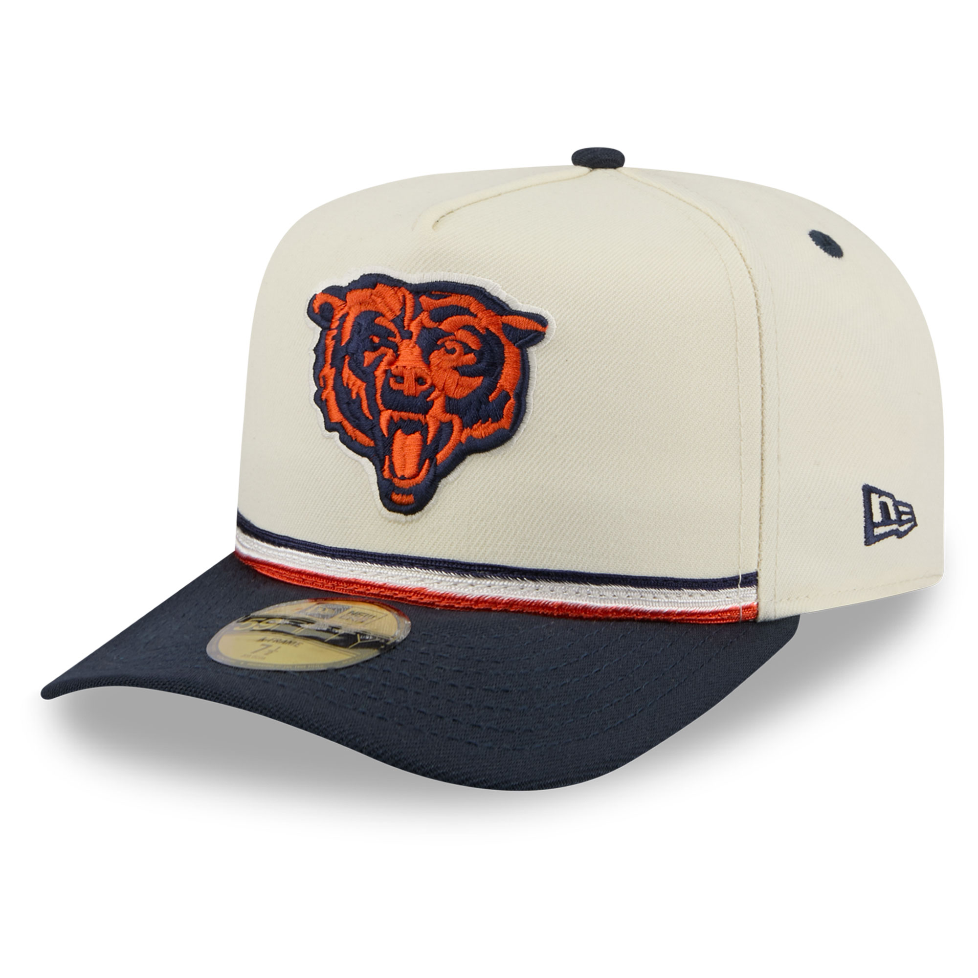 New Era Men's Cream/Navy Chicago Bears Vintage A-Frame 59FIFTY Fitted Hat - Cream, Navy