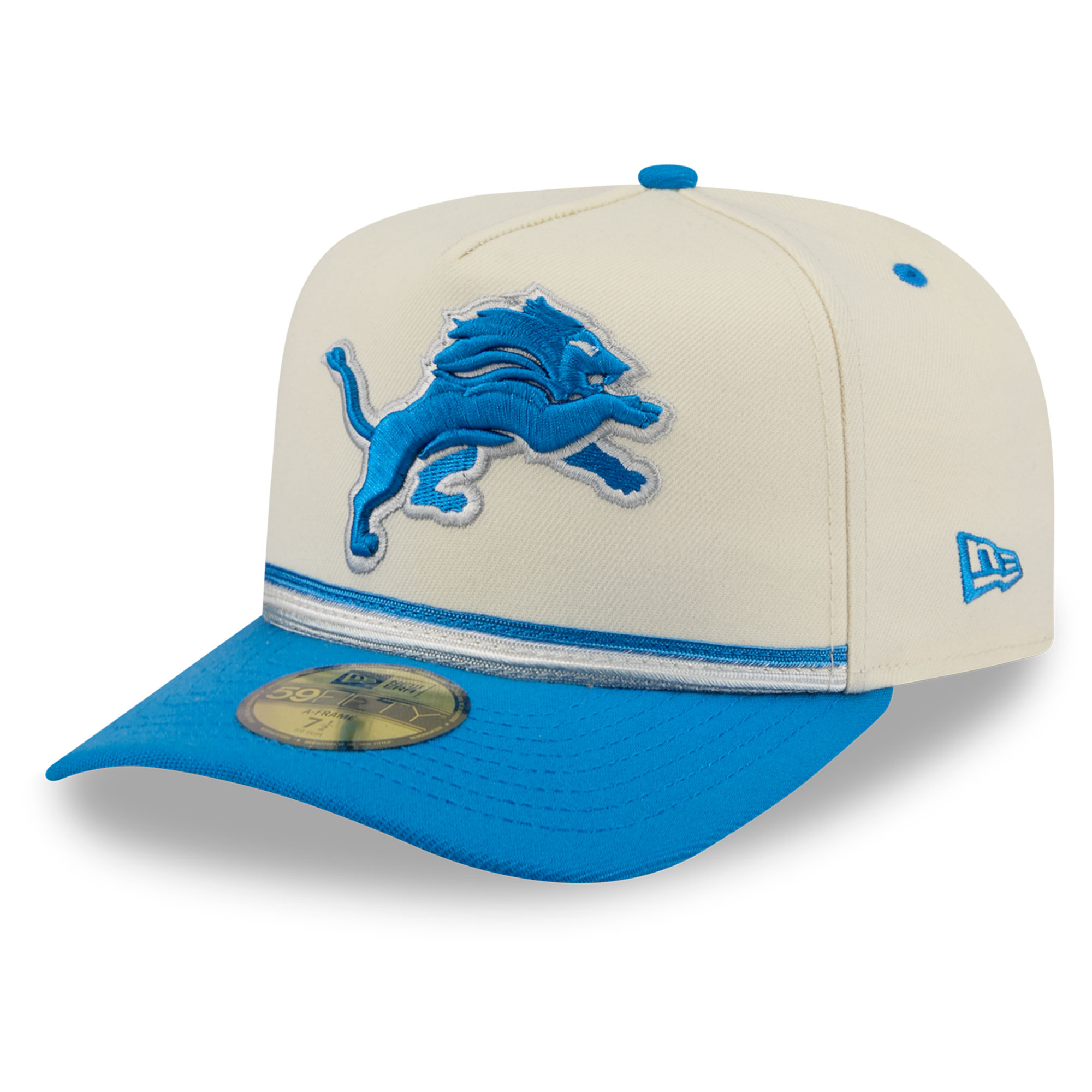 Men's New Era Cream/Blue Detroit Lions Vintage A-Frame 59FIFTY Fitted Hat