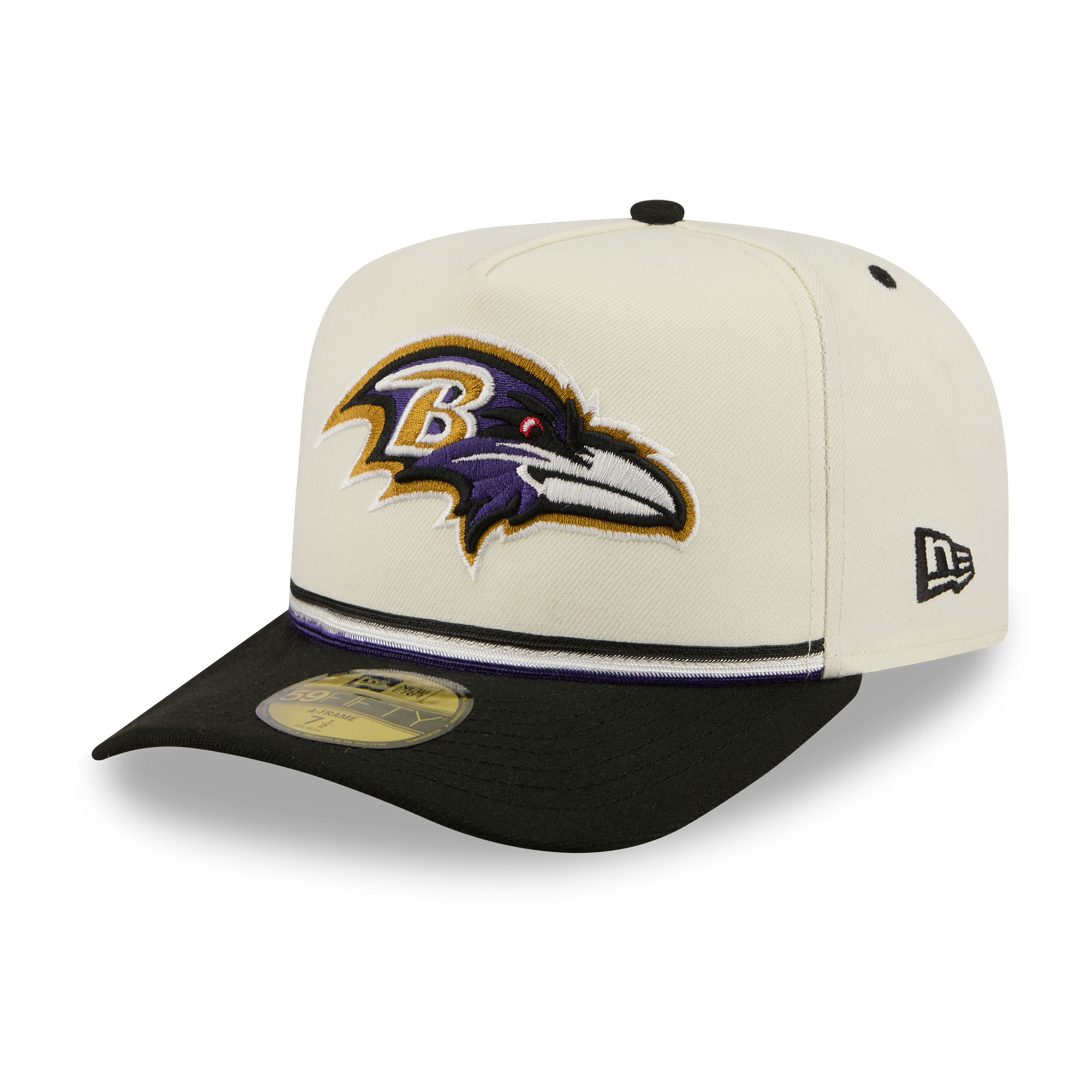 Men's New Era Cream/Black Baltimore Ravens Vintage A-Frame 59FIFTY Fitted Hat