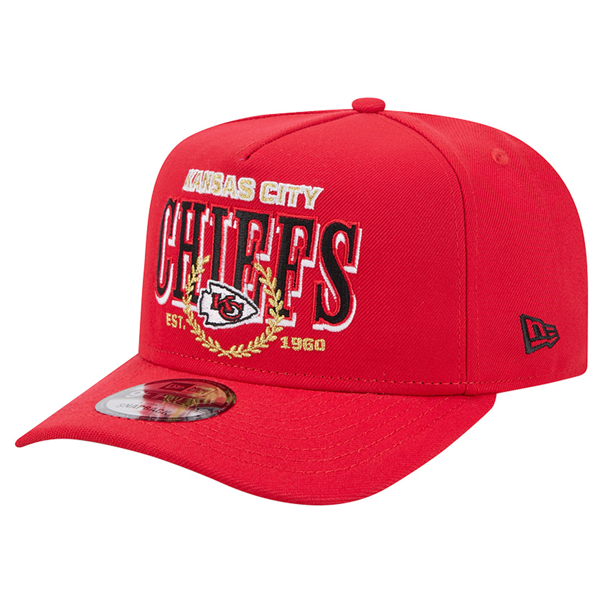 Men's New Era Red Kansas City Chiefs Laurel A-Frame 9FIFTY Snapback Hat