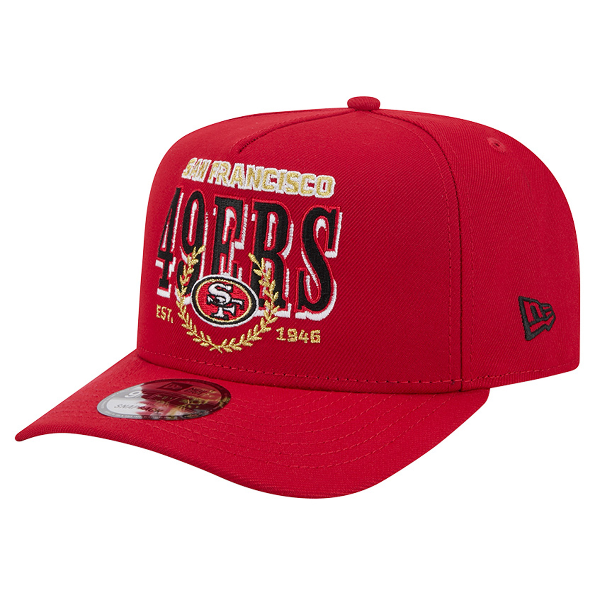 Men's New Era Scarlet San Francisco 49ers Laurel A-Frame 9FIFTY Snapback Hat