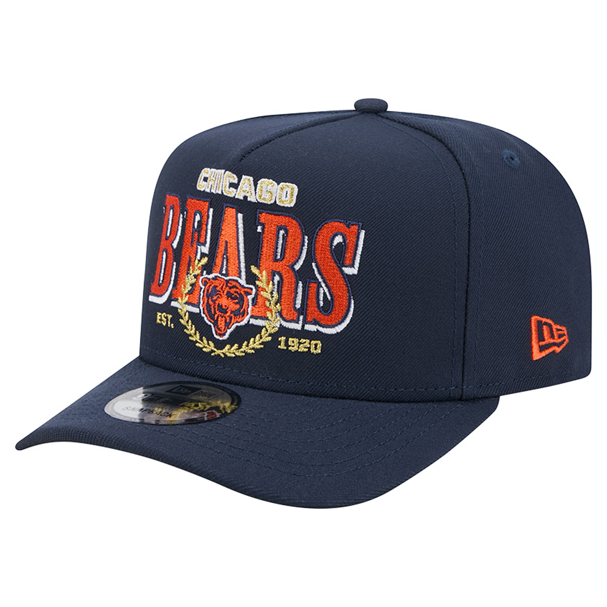 Men's New Era Navy Chicago Bears Laurel A-Frame 9FIFTY Snapback Hat