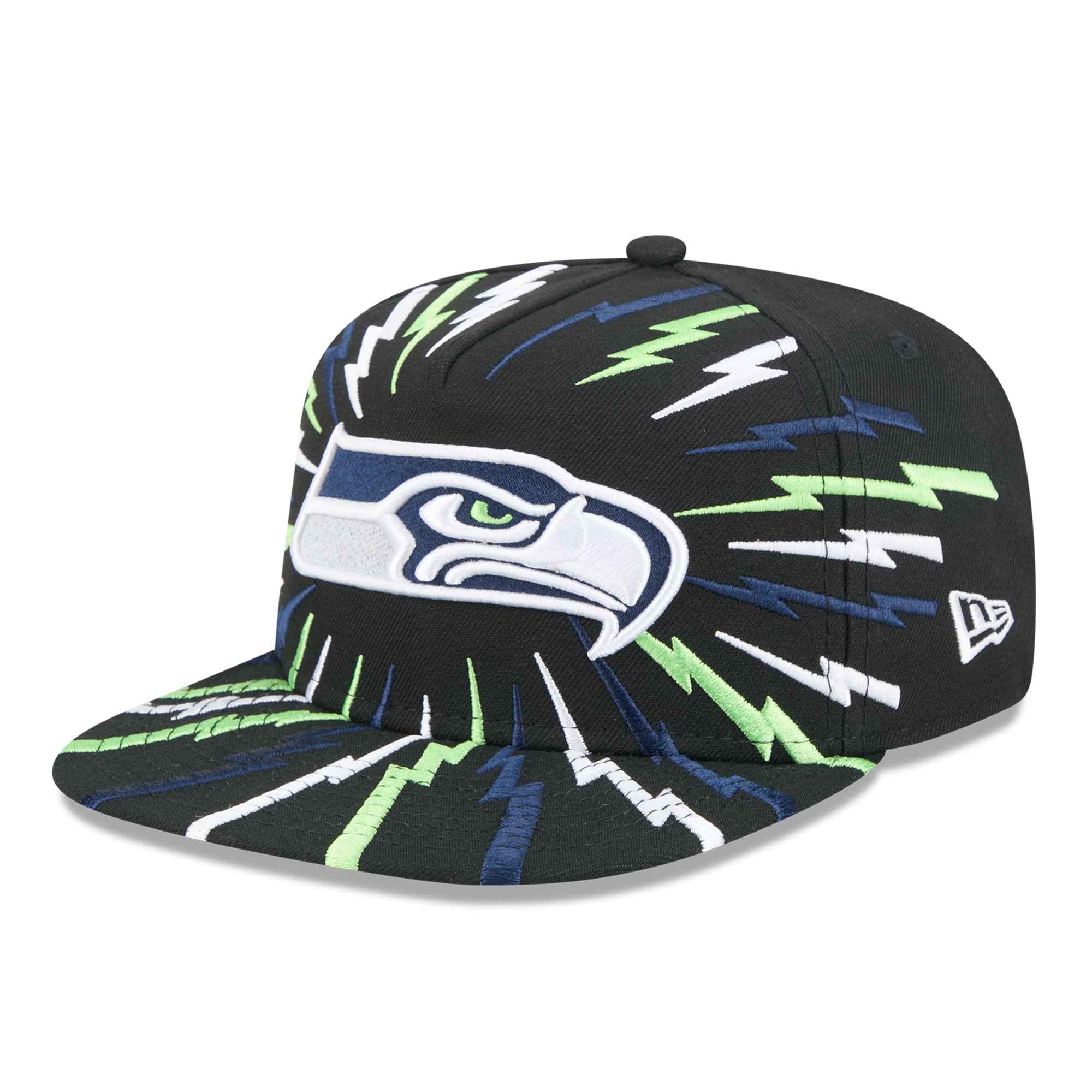 Men's New Era Black Seattle Seahawks Bolt A-Frame 9FIFTY Snapback Hat