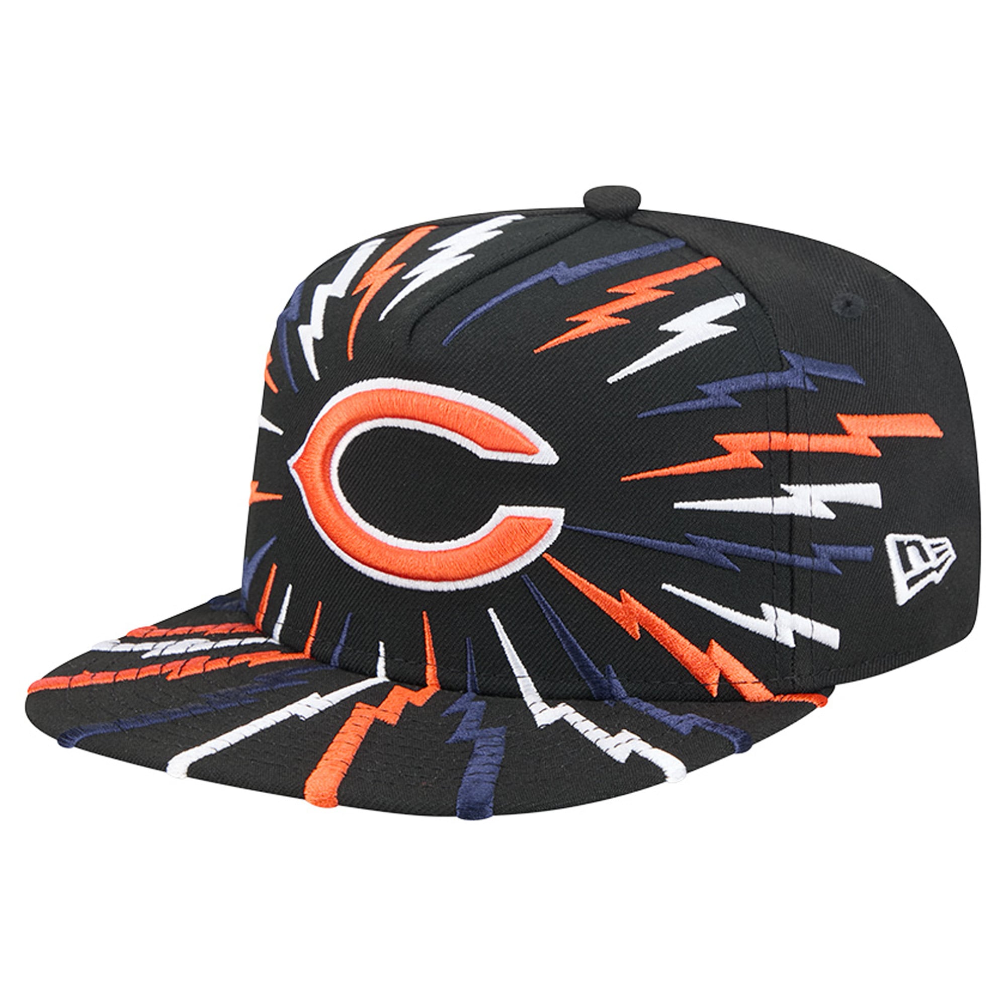 Men's New Era Black Chicago Bears Bolt A-Frame 9FIFTY Snapback Hat