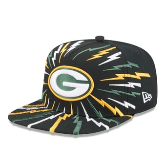Men's New Era Black Green Bay Packers Bolt A-Frame 9FIFTY Snapback Hat