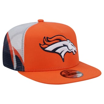 Men's New Era Orange/Navy Denver Broncos Mesh A-Frame 9FIFTY Snapback Trucker Hat