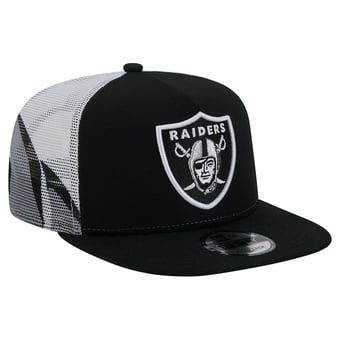 Men's New Era Black/Silver Las Vegas Raiders Mesh A-Frame 9FIFTY Snapback Trucker Hat