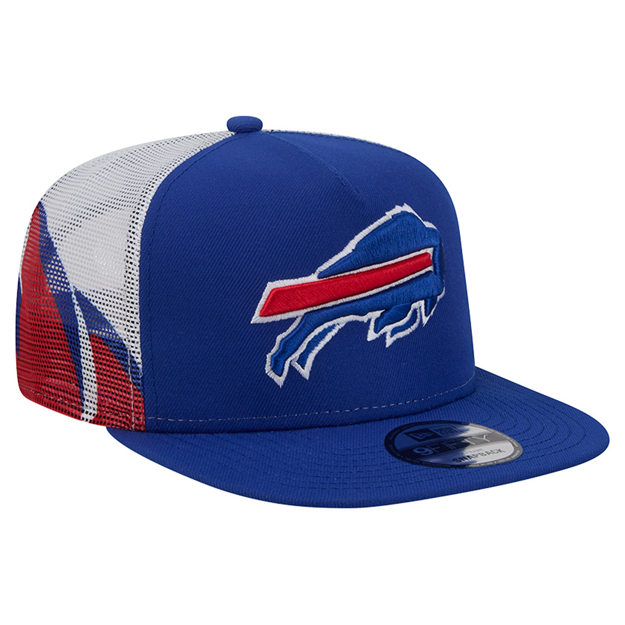 Men's New Era Royal/Red Buffalo Bills Mesh A-Frame 9FIFTY Snapback Trucker Hat