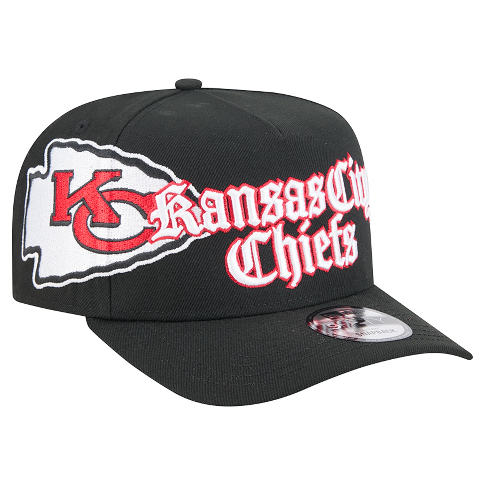 Men's New Era Black Kansas City Chiefs Proud A-Frame 9FIFTY Snapback Hat