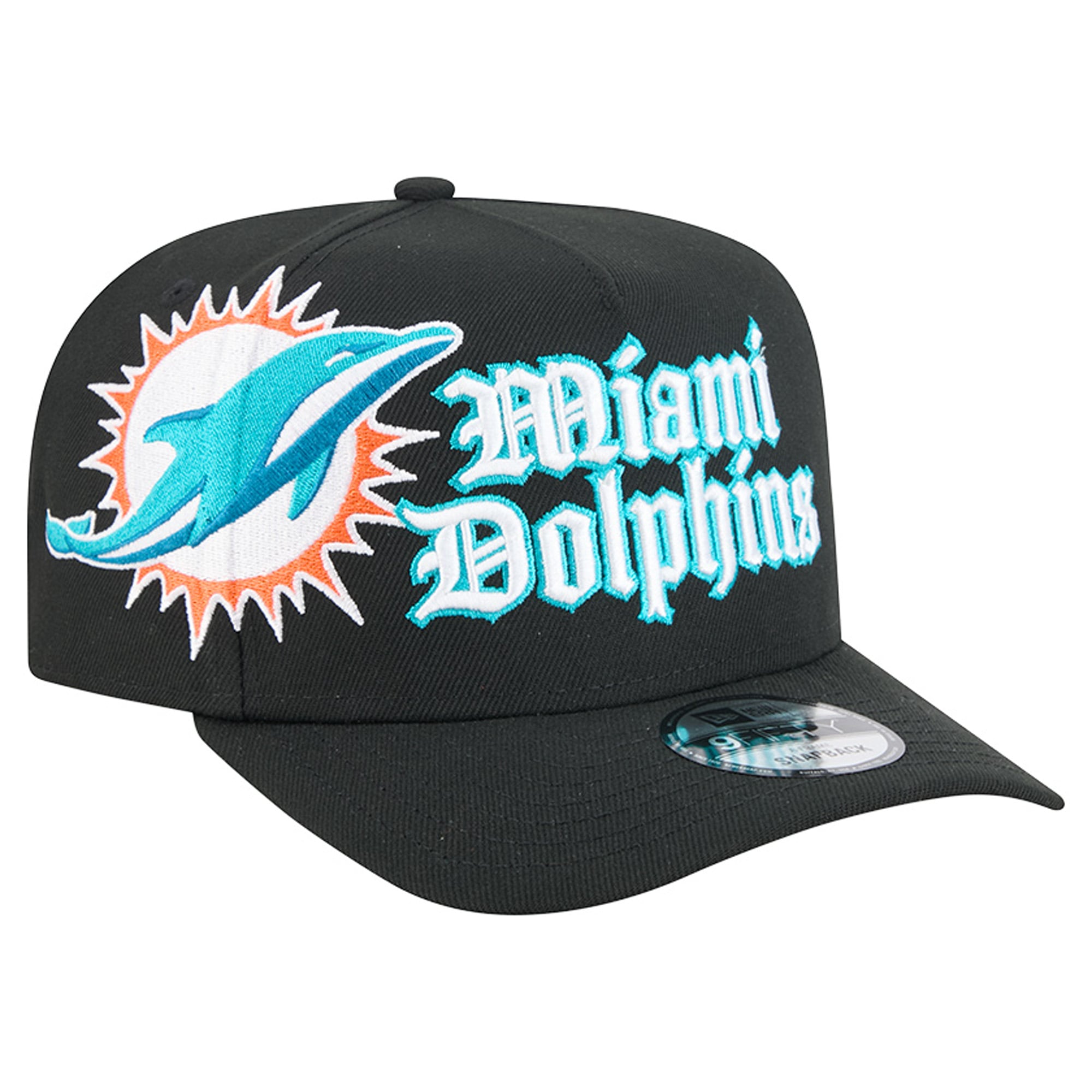 Men's New Era Black Miami Dolphins Proud A-Frame 9FIFTY Snapback Hat