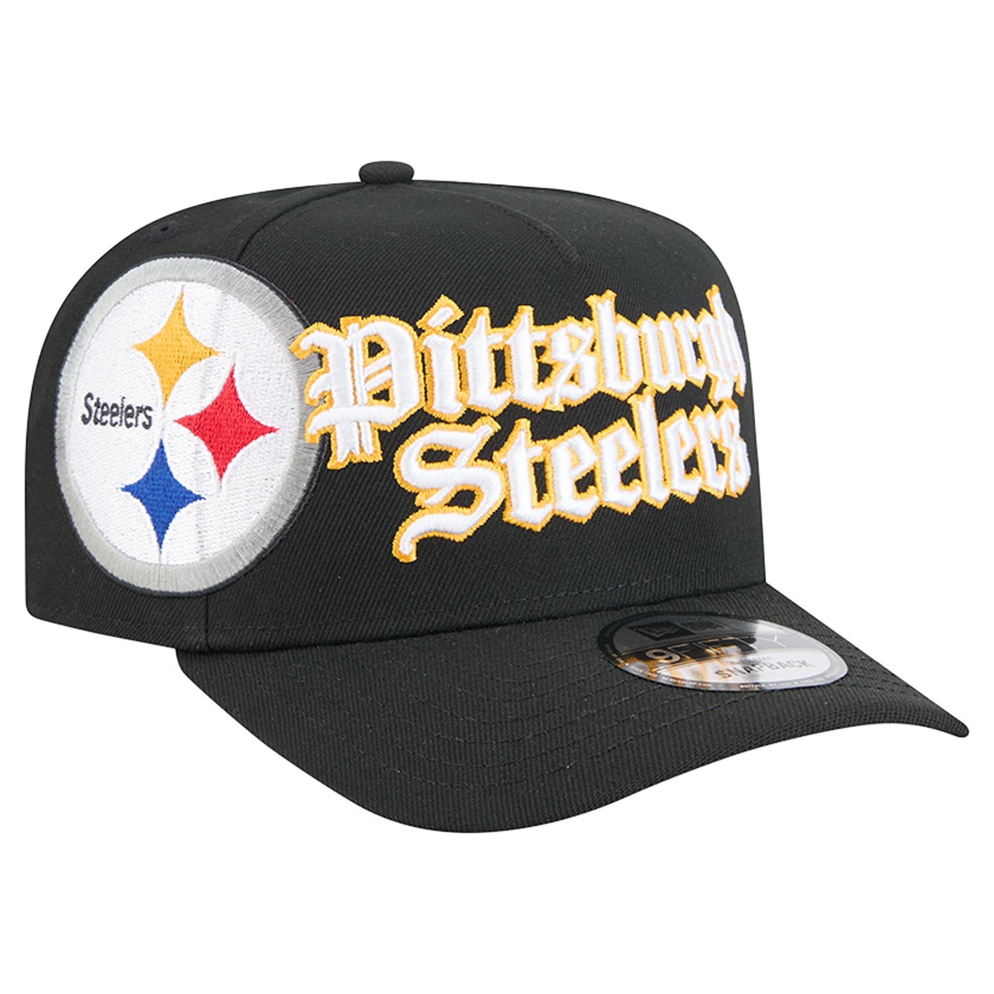 Men's New Era Black Pittsburgh Steelers Proud A-Frame 9FIFTY Snapback Hat